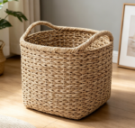 Large seaweed basket, handmade blanket and toy storage