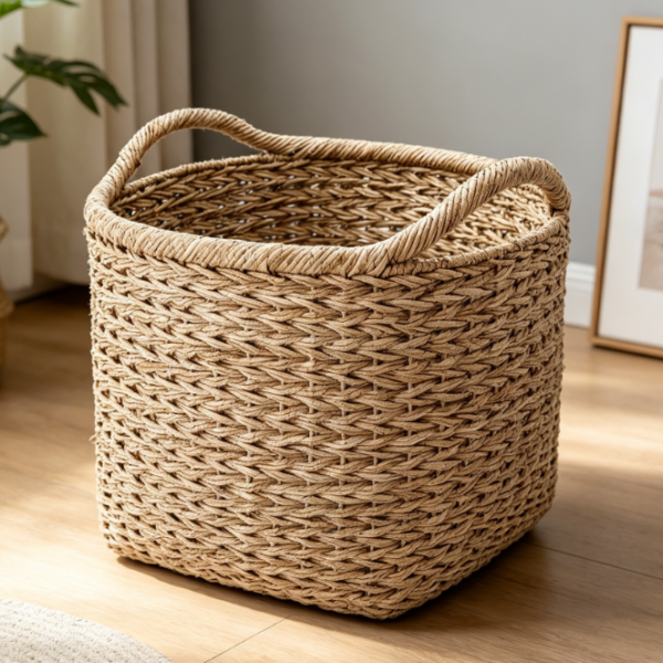 Large seaweed basket, handmade blanket and toy storage
