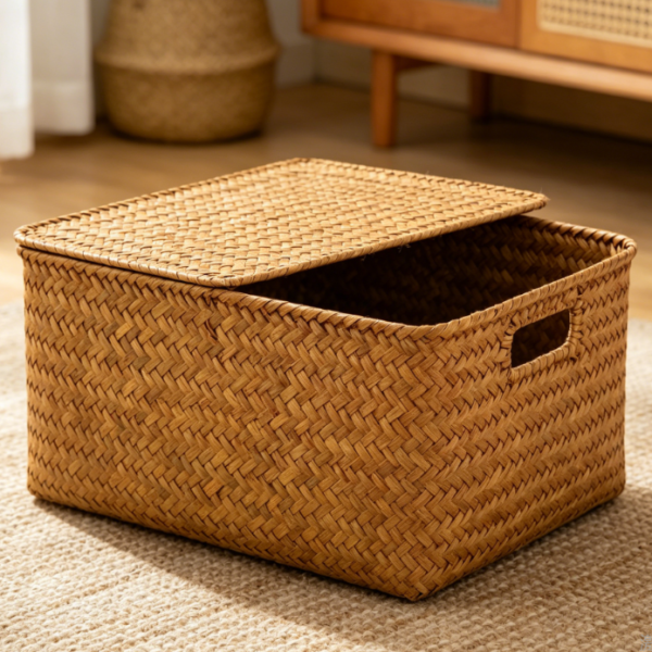 Small round seaweed basket, stackable fruit and vegetable rack for the kitchen