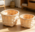 Small straw woven storage rack, desktop fruit and plant rack