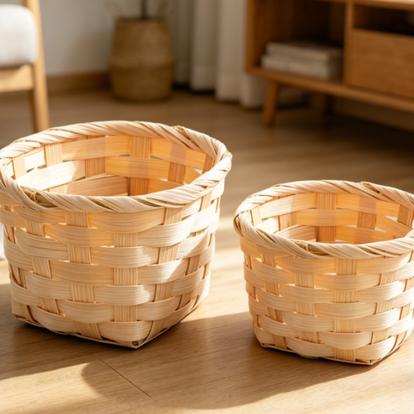 Small straw woven storage rack, desktop fruit and plant rack