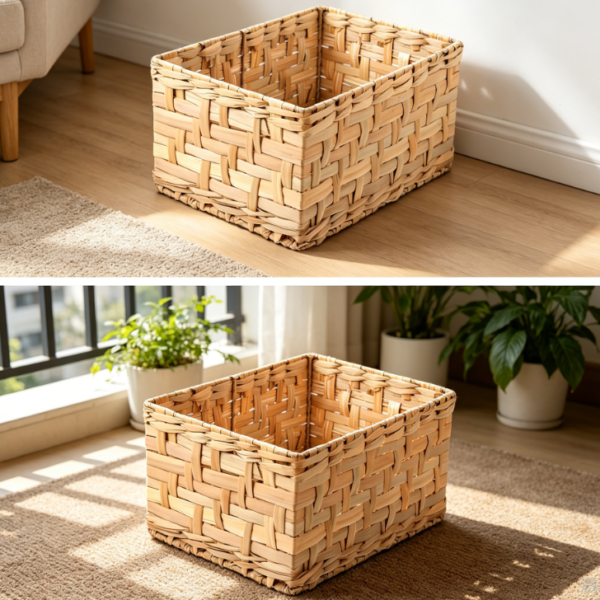 Straw woven organizing rack, farmhouse desktop snack storage