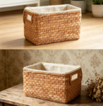 Natural unpainted straw woven basket, convenient home storage