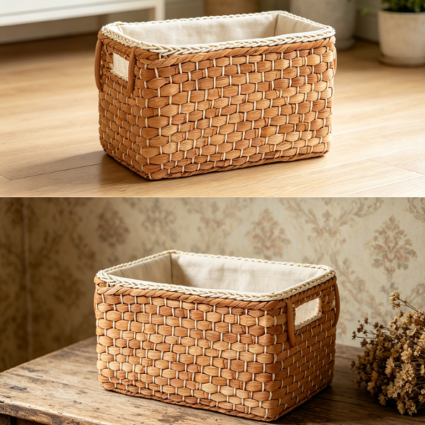 Natural unpainted straw woven basket, convenient home storage