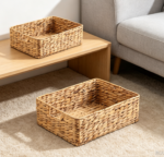 Water hyacinth storage basket, handmade brown